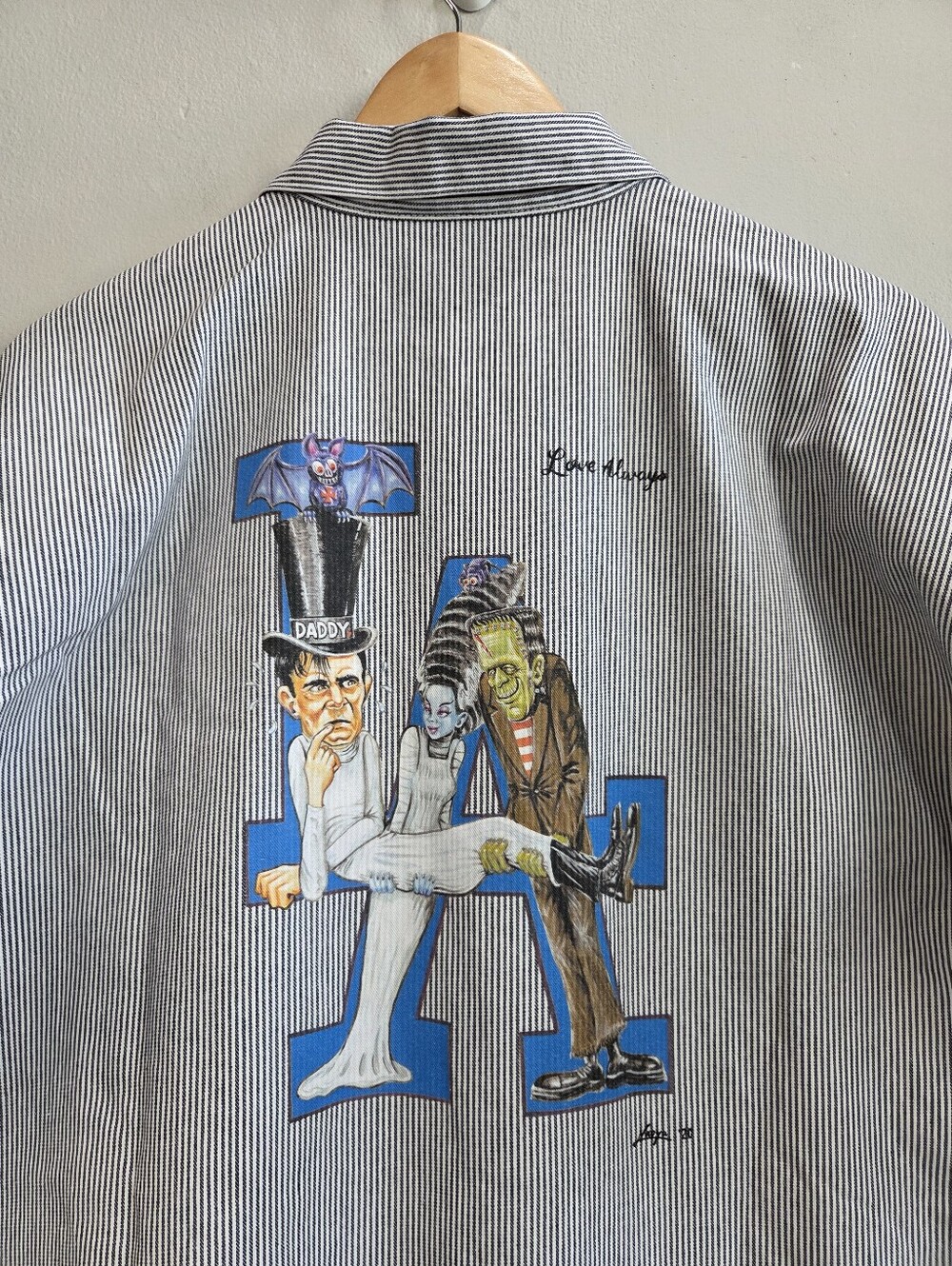 Ben Davis Delinquent Bros LA MONSTERS Black 1/2 Zip Work Shirt USA Made Men's XL